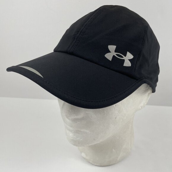 Under Armour Launch Running Hat Women’s Adjustable Black Reflective Vented Light - Picture 2 of 9